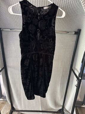 Free People Black Velvet Burnout Floral Mini Dress